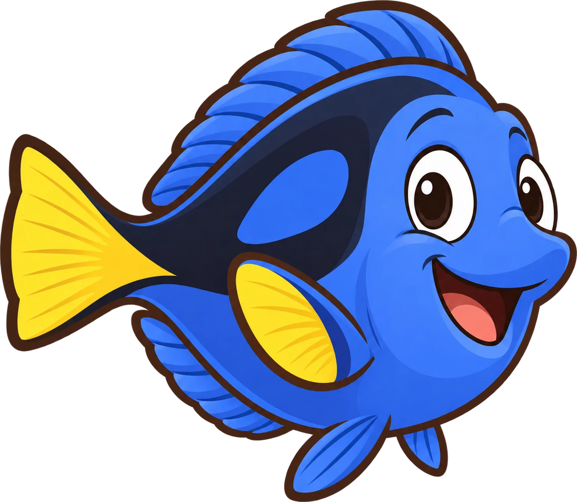 Blue tang, a cartoon from Thought Zoo