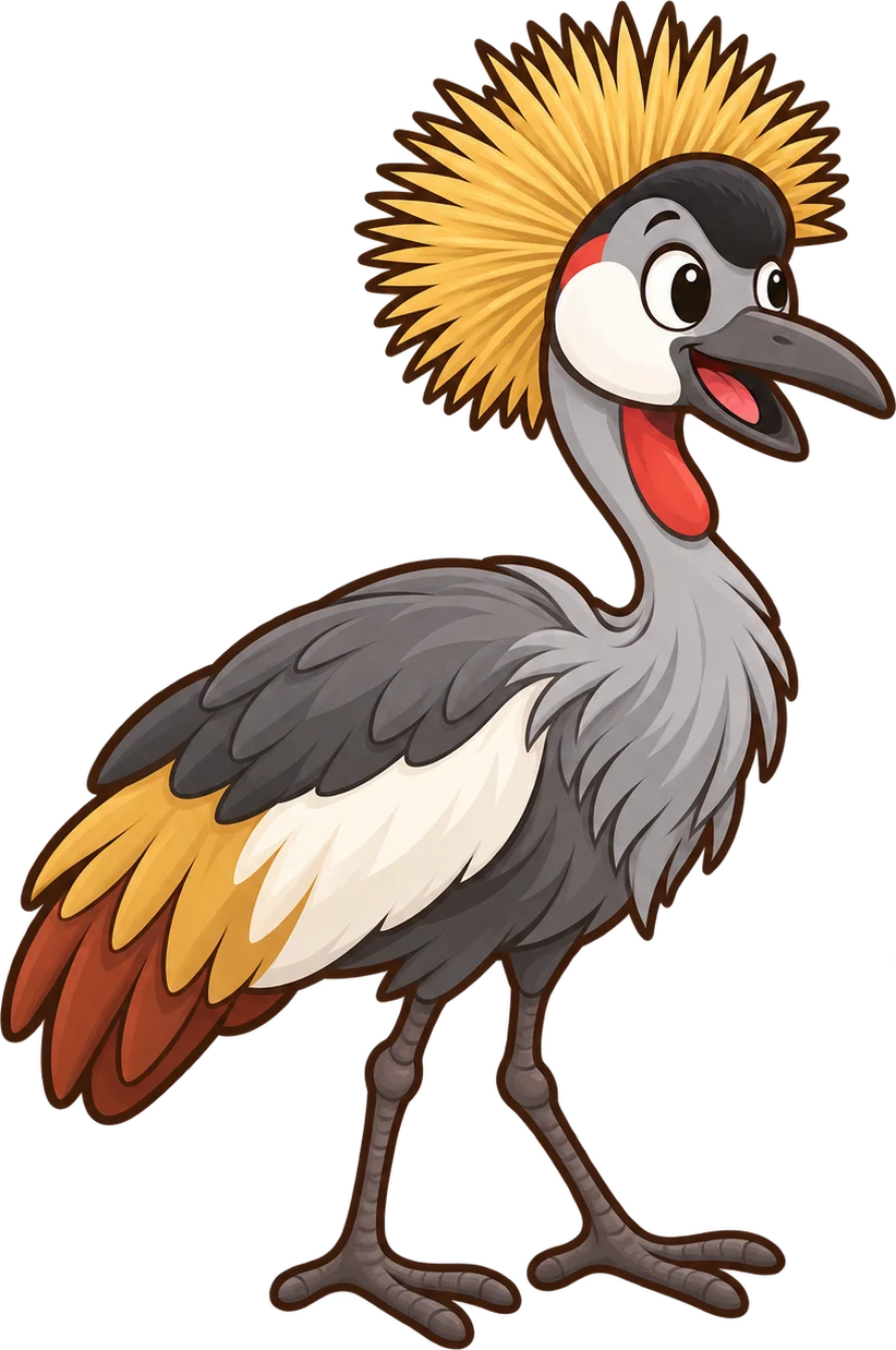 Crowned crane, a cartoon from Thought Zoo