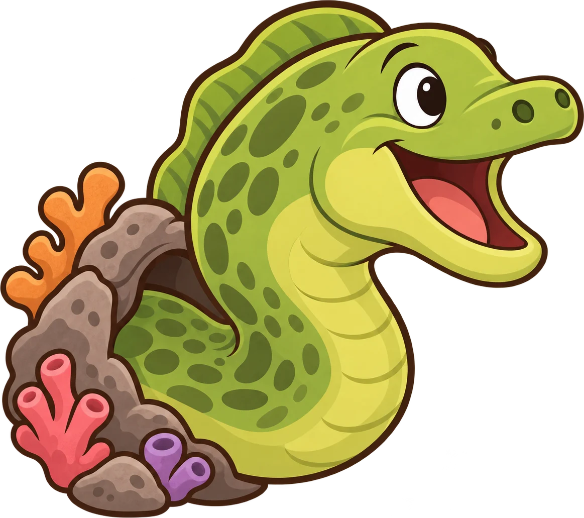 Green moray, a cartoon from Thought Zoo