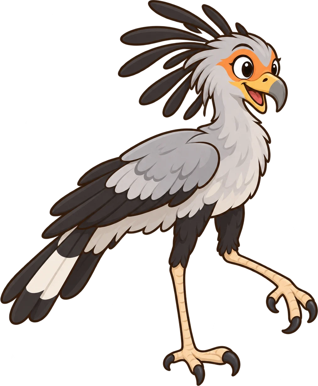 Secretary bird, a cartoon from Thought Zoo